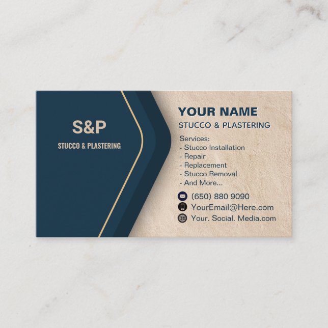 Carte de visite pour entreprise de stuc et plâtrag (Devant)