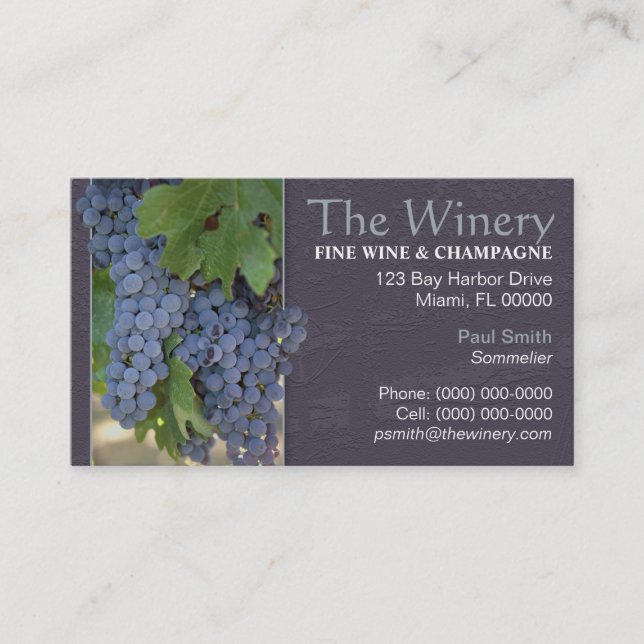Carte de visite pour entreprise de vin et de champ (Devant)