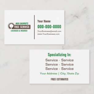 Carte de visite pour entreprise d'entretien d'arbr