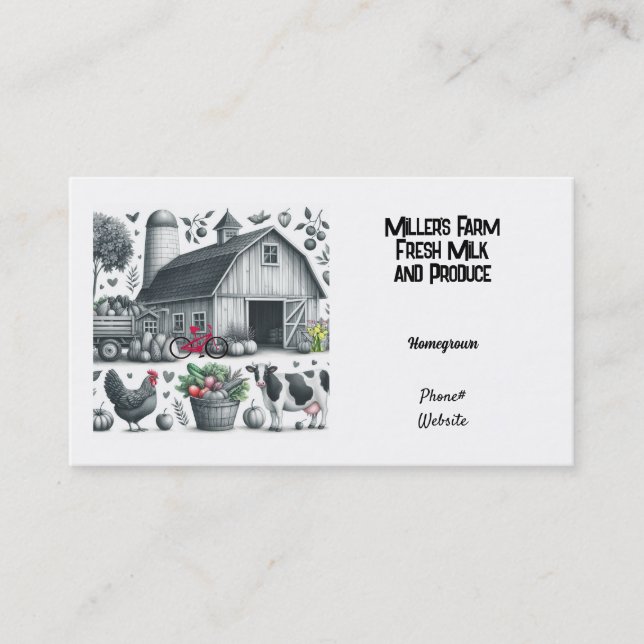 Carte de visite pour ferme laitière et maraîchère (Devant)