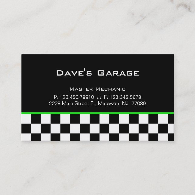 Carte de visite pour garage automobile Vert de cou (Devant)