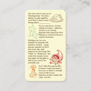 Carte de visite pour garçon avec mutisme sélectif