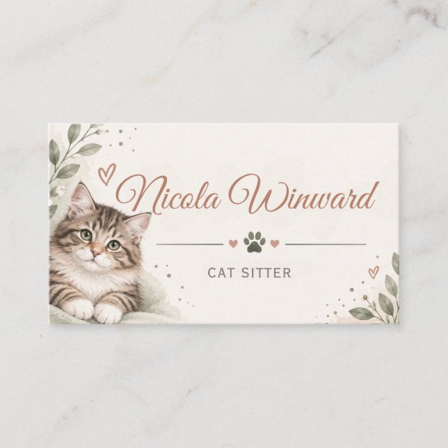 Carte de visite pour garde de chats (Devant)