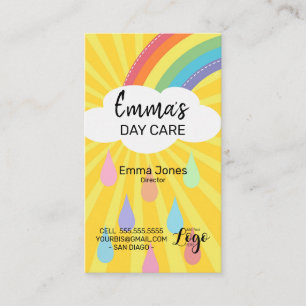 Carte de visite pour garderie à thème soleil éclat