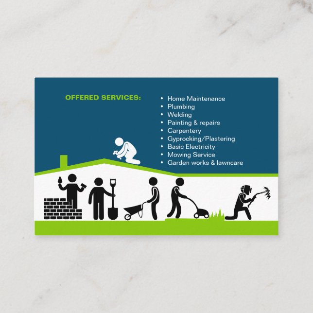 carte de visite pour homme à tout faire Editable e (Dos)