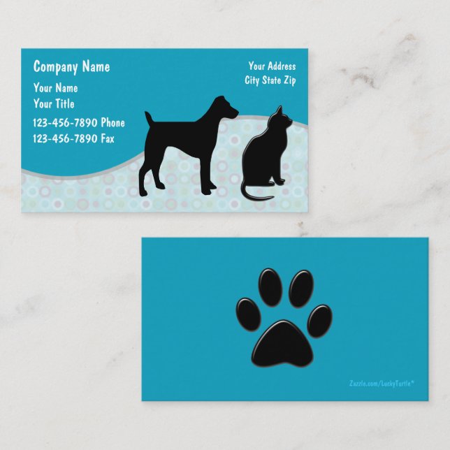 Carte de visite pour la garde d'animaux (Devant / Derrière)