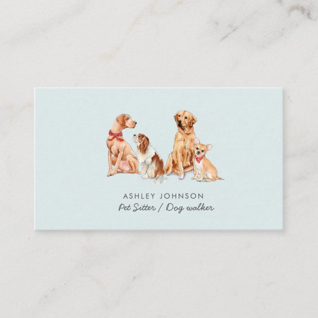 Carte de visite pour la garde d'animaux mignons et (Devant)