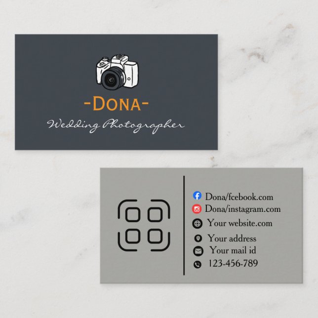 Carte de visite pour la photographie moderne avec  (Devant / Derrière)