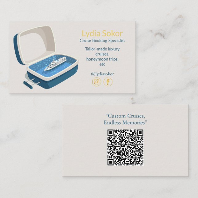 Carte de visite pour la réservation de croisières  (Devant / Derrière)