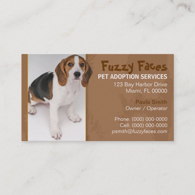 Carte de visite pour l'adoption d'animaux (Devant)