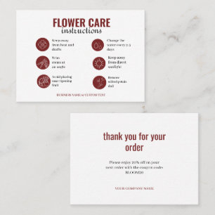 Carte de visite pour le soin des fleurs avec icône