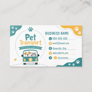 Carte de visite pour le transport d'animaux de com