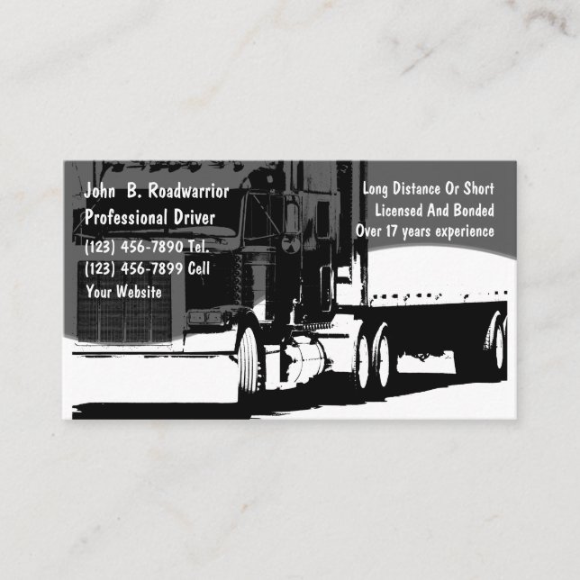 Carte de visite pour l'entreprise de camionnage (Devant)