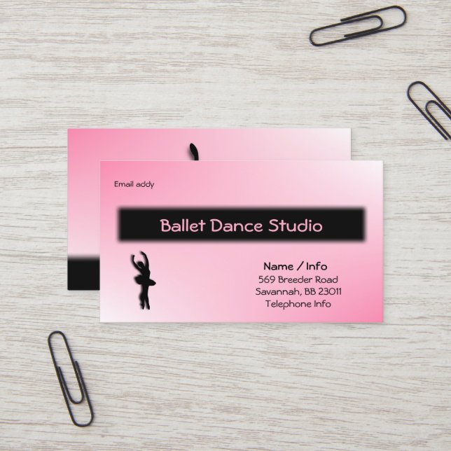 Carte de visite pour l'entreprise de danse ballet  (Devant/Arrière en situation)