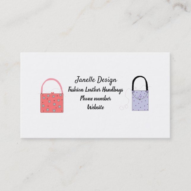 Carte de visite pour les sacs à main de mode (Devant)