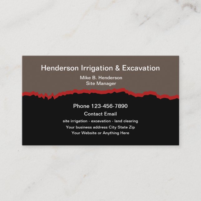 Carte de visite pour les services d'irrigation et  (Devant)