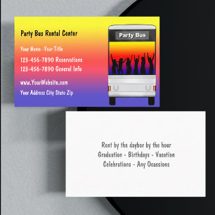 Carte de visite pour location de bus de fête