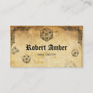 Carte de visite pour maître de jeu de dés RPG pers
