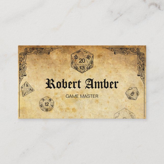 Carte de visite pour maître de jeu de dés RPG pers (Devant)