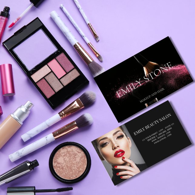 Carte de visite pour maquillage cheveux noir et bl (Créateur téléchargé)