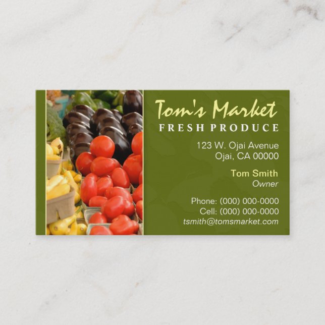 Carte de visite pour marché de fruits et légumes (Devant)