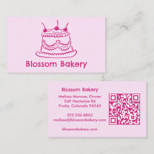 Carte de visite pour pâtisserie gâteau traiteur QR