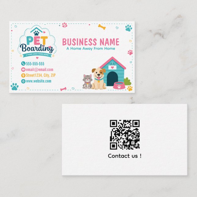 Carte de visite pour pension pour animaux de compa (Devant / Derrière)