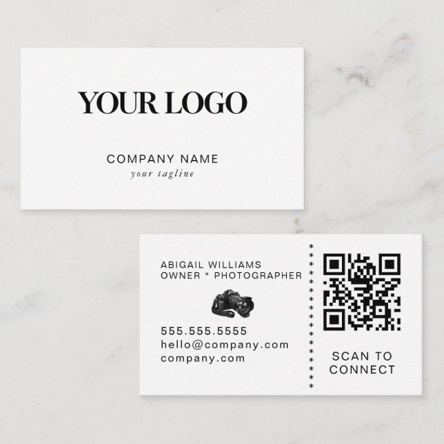 Carte de visite pour photographe avec QR Code pers (Devant / Derrière)