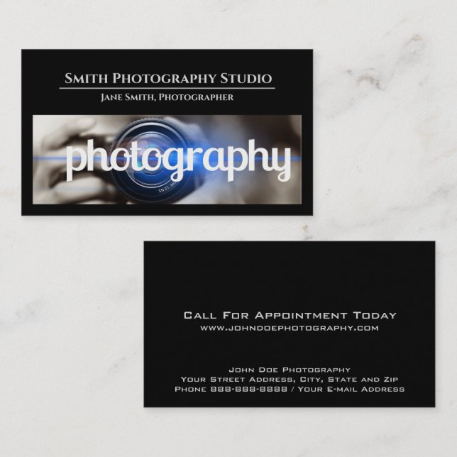 Carte de visite pour photographe de studio de phot (Devant / Derrière)