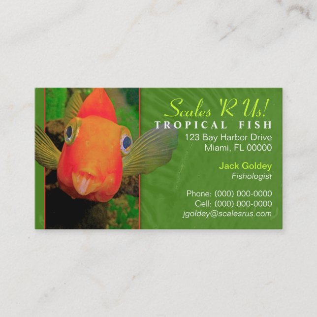 Carte de visite pour poissons tropicaux (Devant)