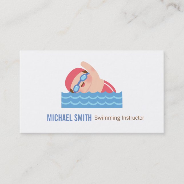 Carte de visite pour professeur de natation enfant (Devant)