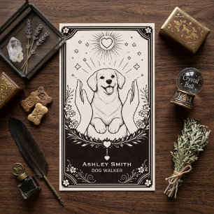 Carte de visite pour promeneur de chiens tarot boh