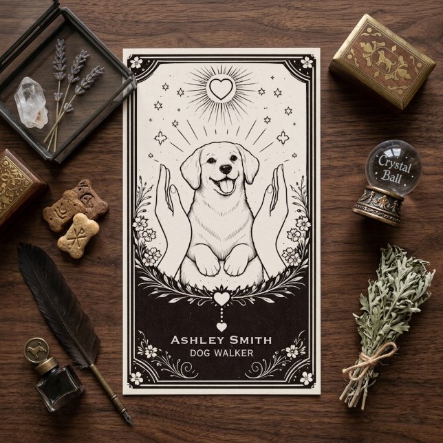 Carte de visite pour promeneur de chiens tarot boh (Créateur téléchargé)