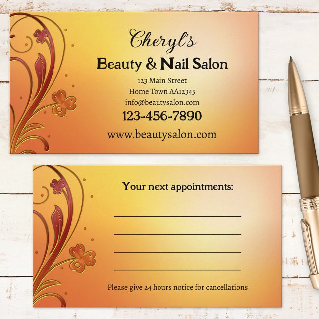 Carte de visite pour rendez-vous de salon de beaut (Créateur téléchargé)