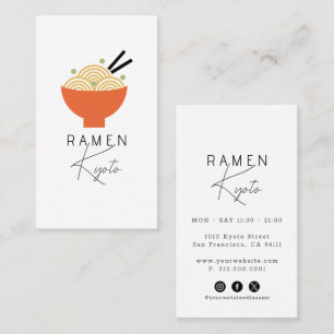 Carte de visite pour restaurant de Ramen White sur