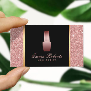 Carte De Visite pour salon de maquillage ou manucure, rose doré et