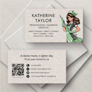 Carte de visite pour service de ménage et nettoyag