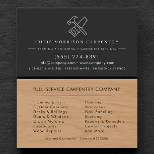 Carte de visite pour service de menuiserie moderne