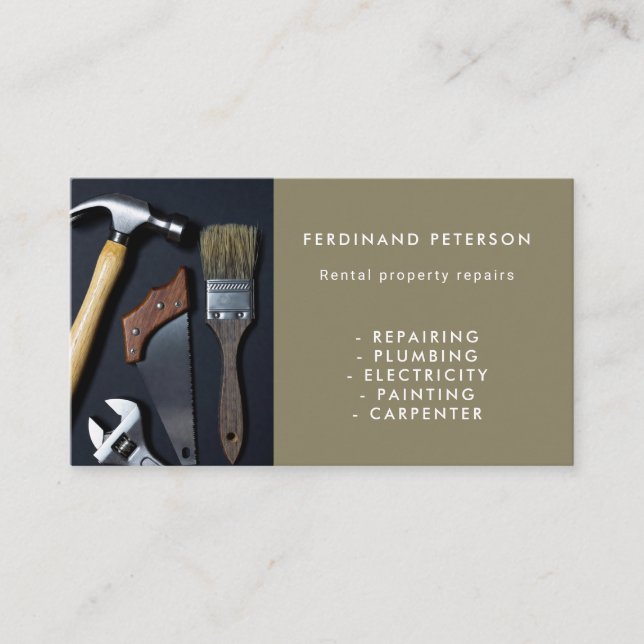 Carte de visite pour services de bricolage à domic (Devant)