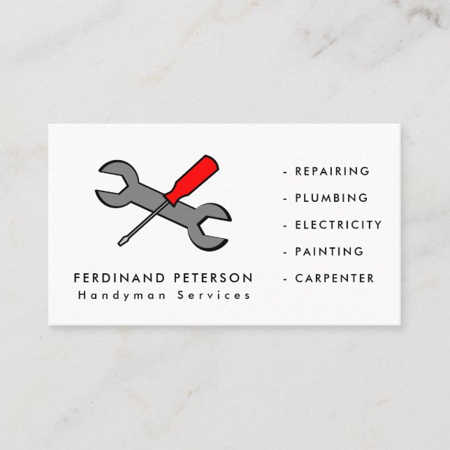 Carte de visite pour services de bricolage à domic (Devant)