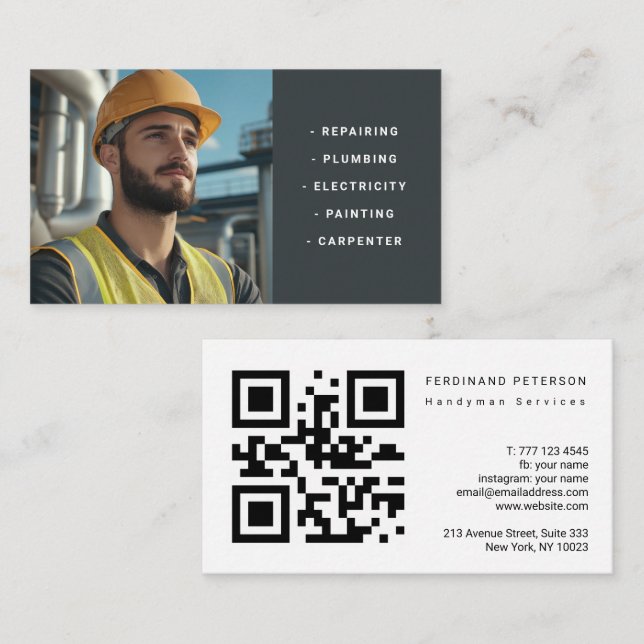 Carte de visite pour services de bricolage avec ph (Devant / Derrière)