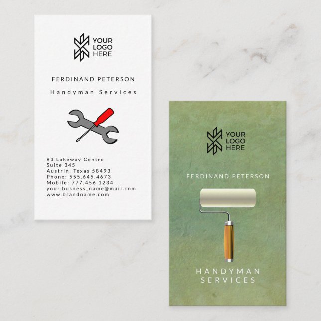 Carte de visite pour services de bricolage avec te (Devant / Derrière)