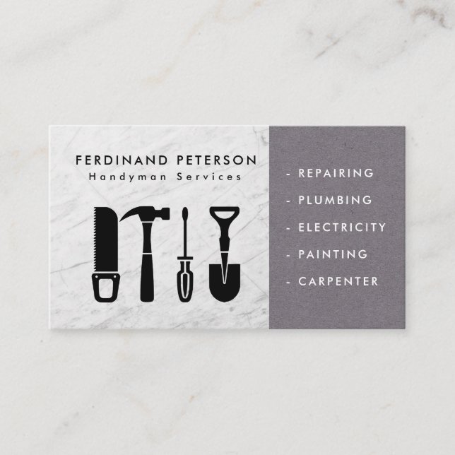 Carte de visite pour services de bricolage avec te (Devant)
