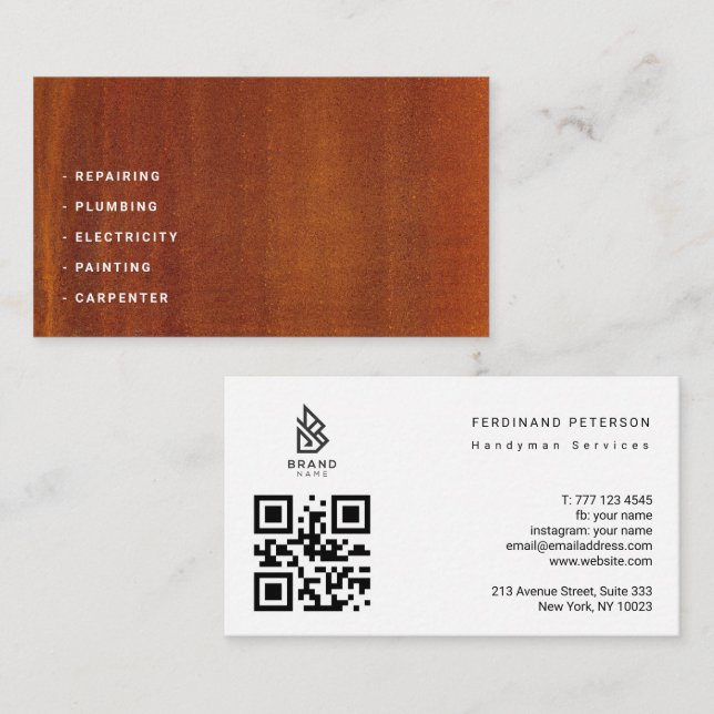 Carte de visite pour services de bricolage avec te (Devant / Derrière)