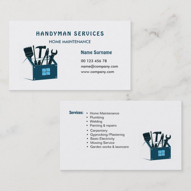 Carte de visite pour services de bricolage, entret (Devant / Derrière)