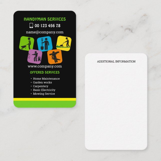 Carte de visite pour services de bricolage et d'en (Devant / Derrière)