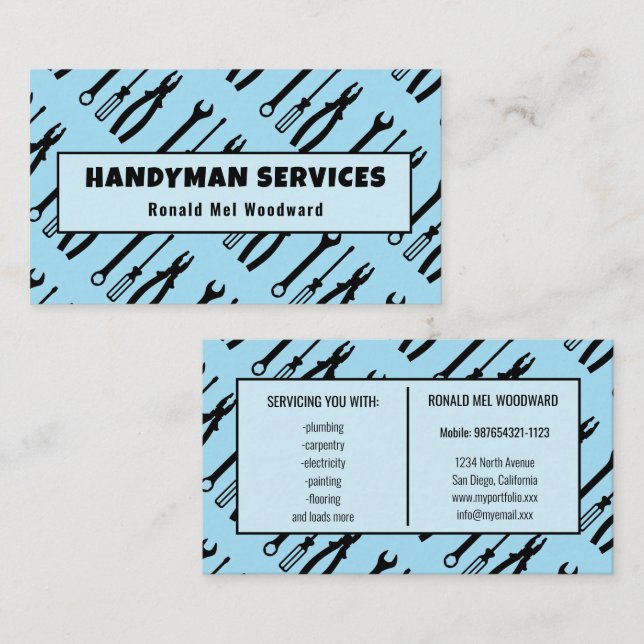 Carte de visite pour services de bricolage Simple  (Devant / Derrière)