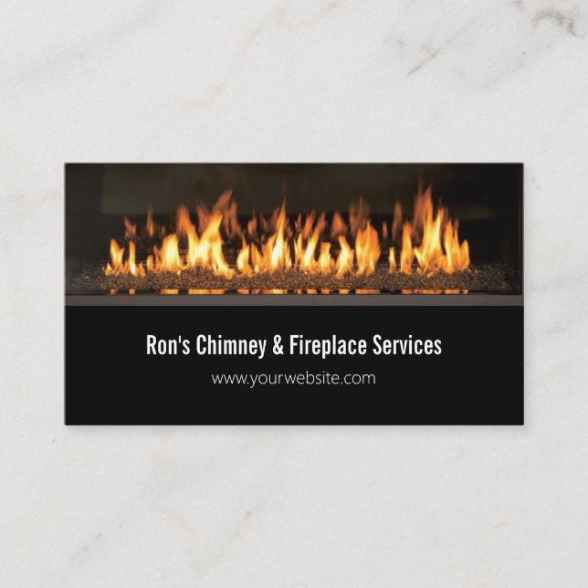 Carte de visite pour services de cheminées et foye (Devant)