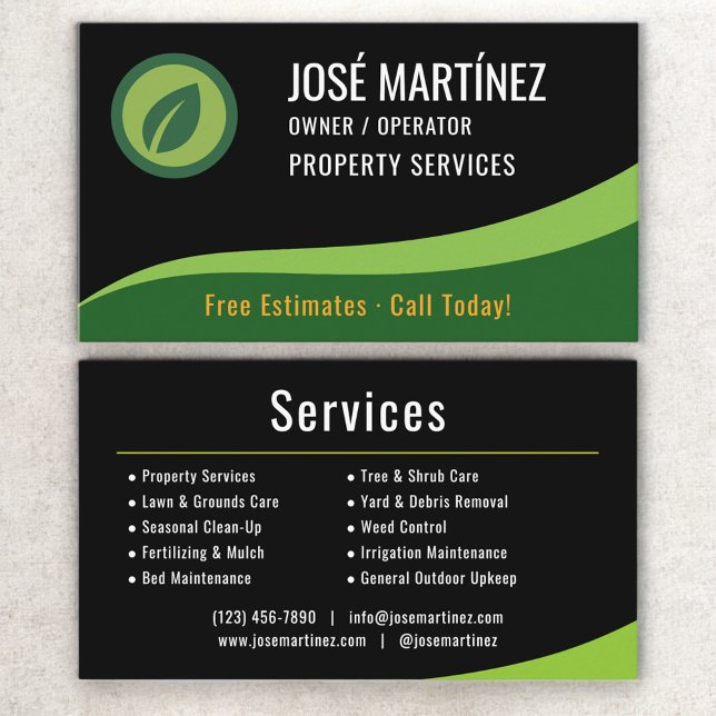 Carte de visite pour services de paysagisme de pro (Créateur téléchargé)