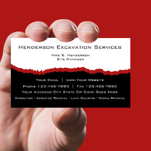 Carte de visite pour services d'excavation